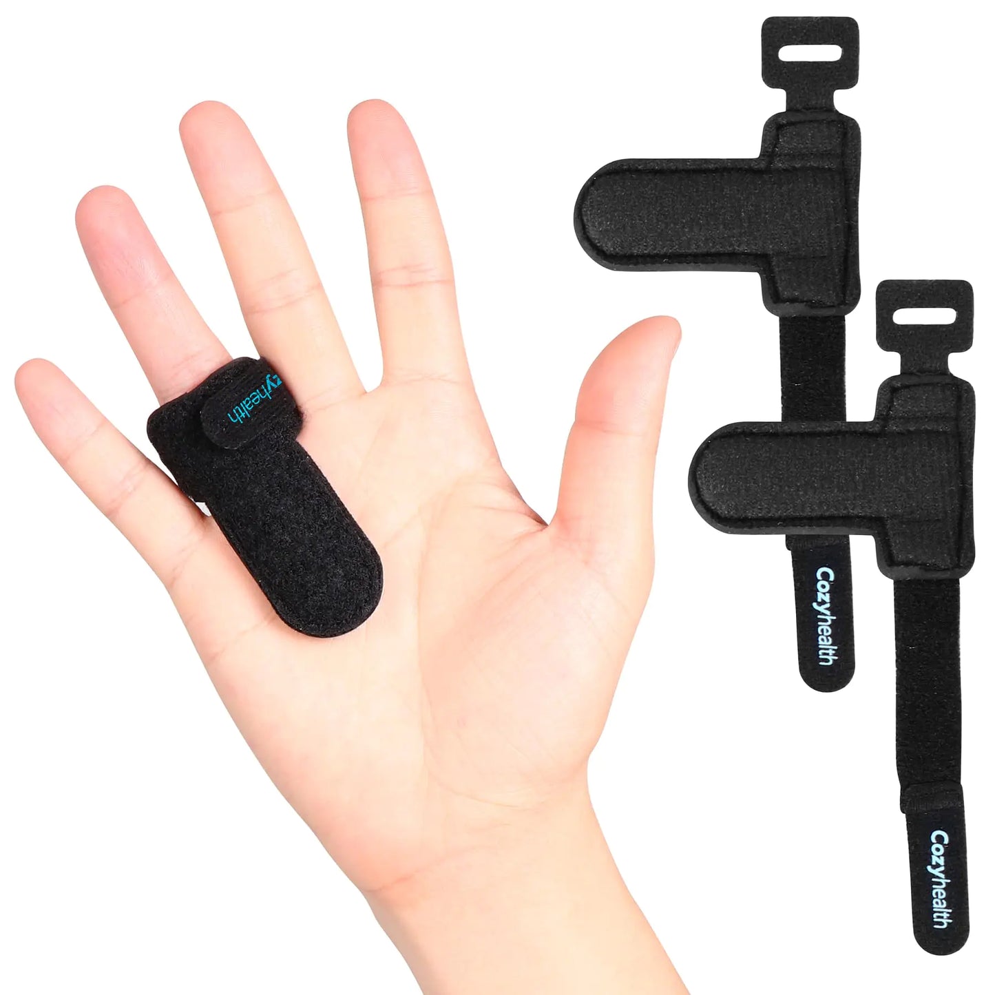 Trigger Finger Splint(2 Pack) Support Brace for Middle Ring Index Thumb and Pinky Straightening Curved Bent Locked Stenosing Tenosynovitis Hands Tendon Lock Release Stabilizer Knuckle Wrap