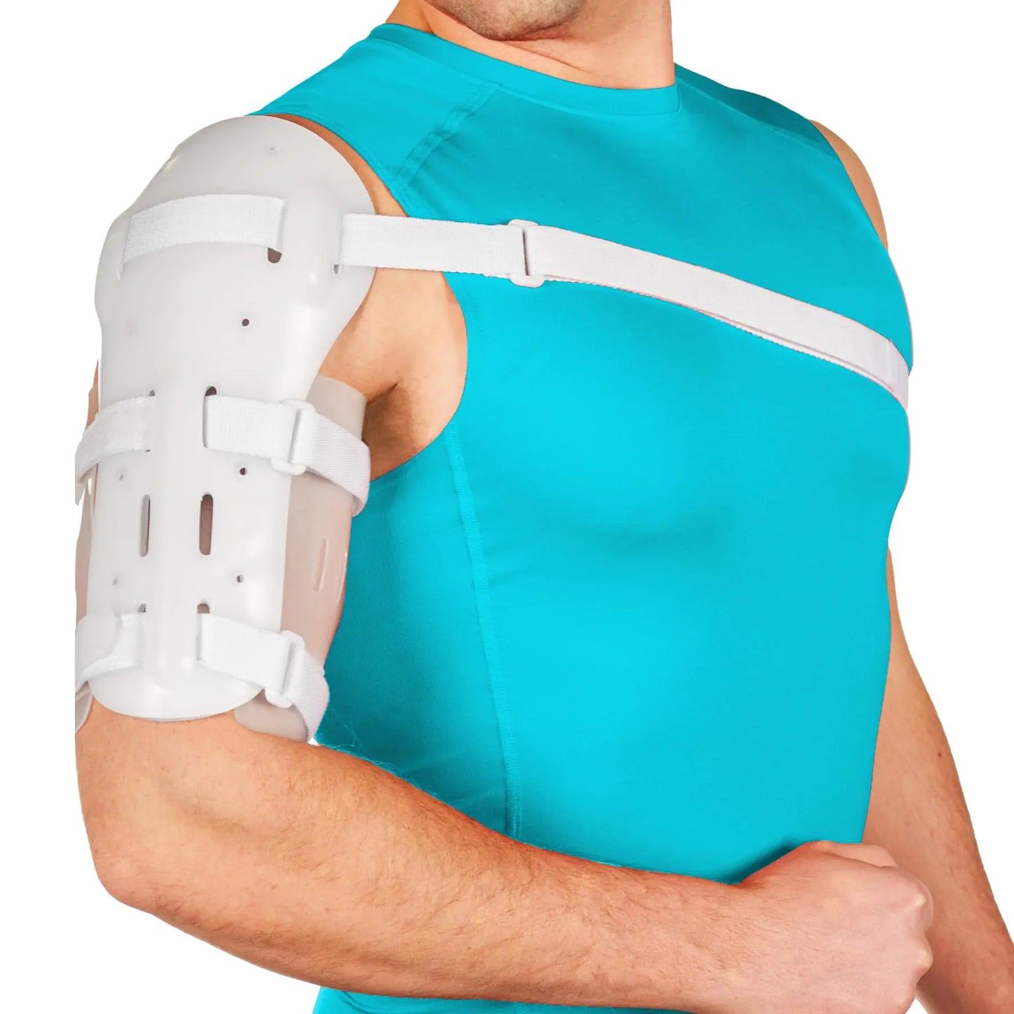 BraceAbility Sarmiento Brace - Humeral Shaft Fracture Splint Cast for Broken Upper Arm Shoulder Bicep and Humerus Bone with Stockinette Support (XL)