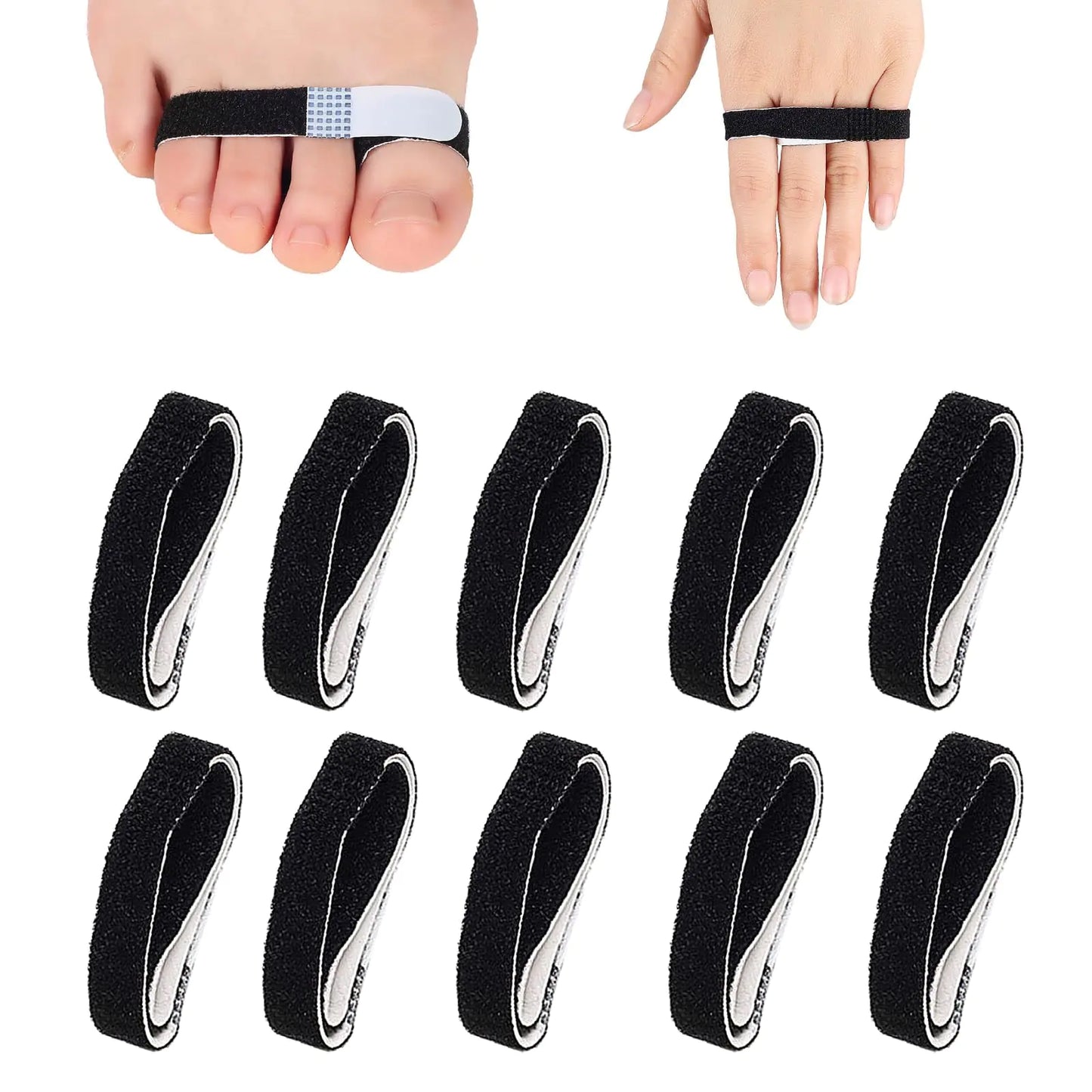 Buddy Tape Finger Straps 10PCS Finger Loops Tapes Finger Buddy Wraps for Broken Sprained Jammed Fractured FingersSwollen Finger Splints Brace Finger Splint Solution To Support Injured Fingers