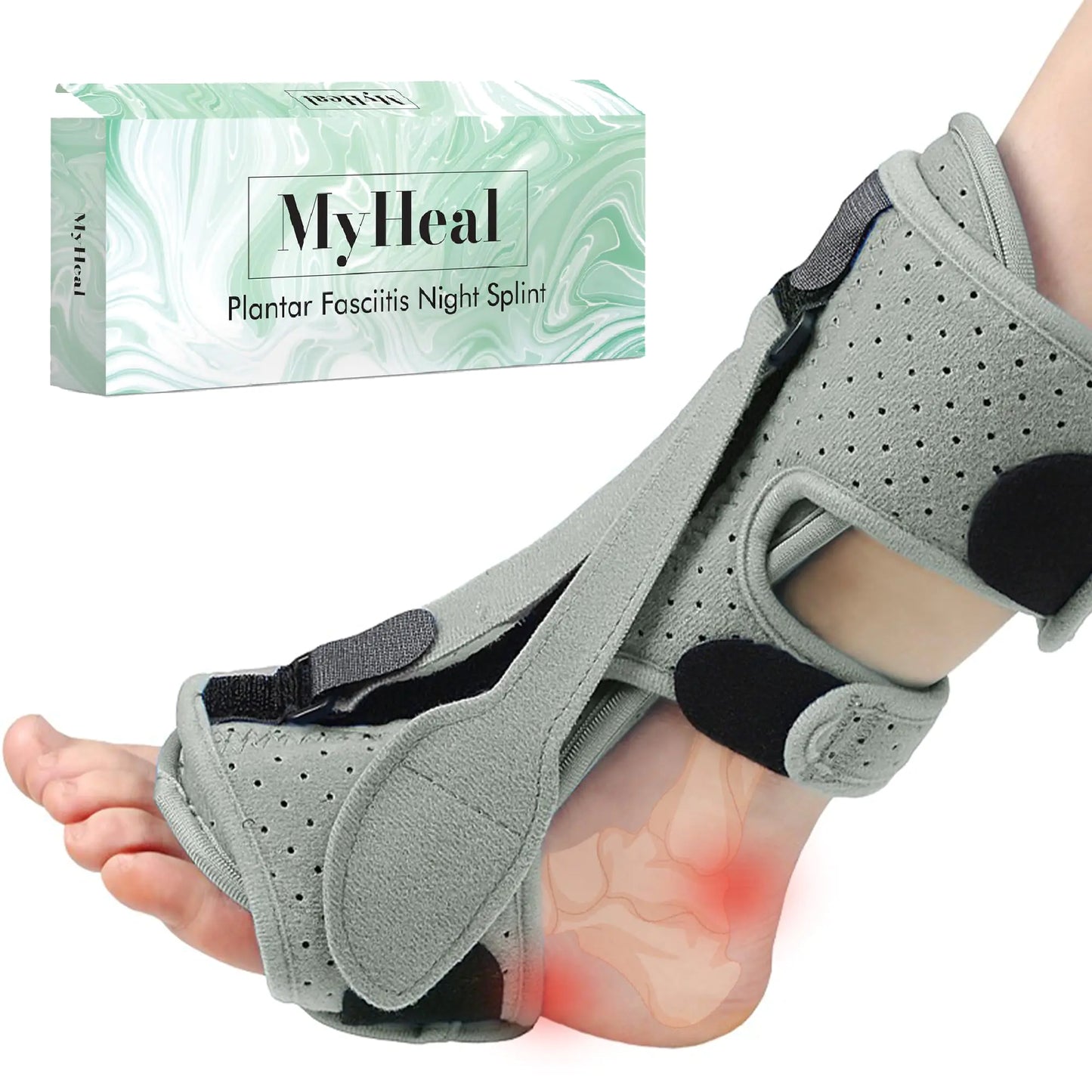 MyHeal Plantar Fasciitis Night Splint Plantar Fasciitis Relief Brace 3 Adjustable Straps Plantar Fasciitis Night Splint Relief Plantar Fasciitis Foot Drop Achilles Tendonitis