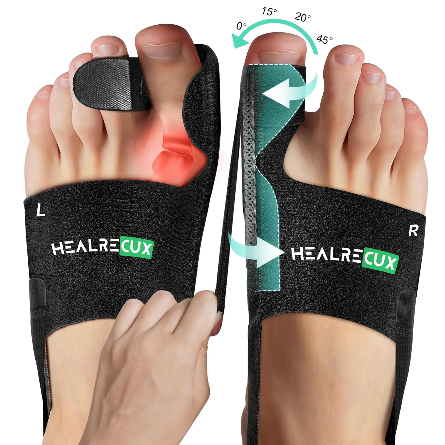 Healrecux Bunion Corrector for Women Men Big Toe Bunion Splint Brace Big Toe Straightener for Bunion Relief Bunion Fix Hallux Valgus Correction for Day Night Support