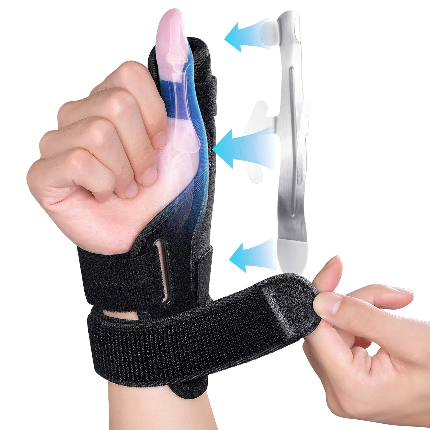 Carpal Tunnel Wrist Brace with Thumb Support for Night and WorkRemovable Thumb Spica Splint for De Quervains Tenosynovitis CMC Tendonitis Sprain - One Size Fits Most - Left/Right Hand - Black