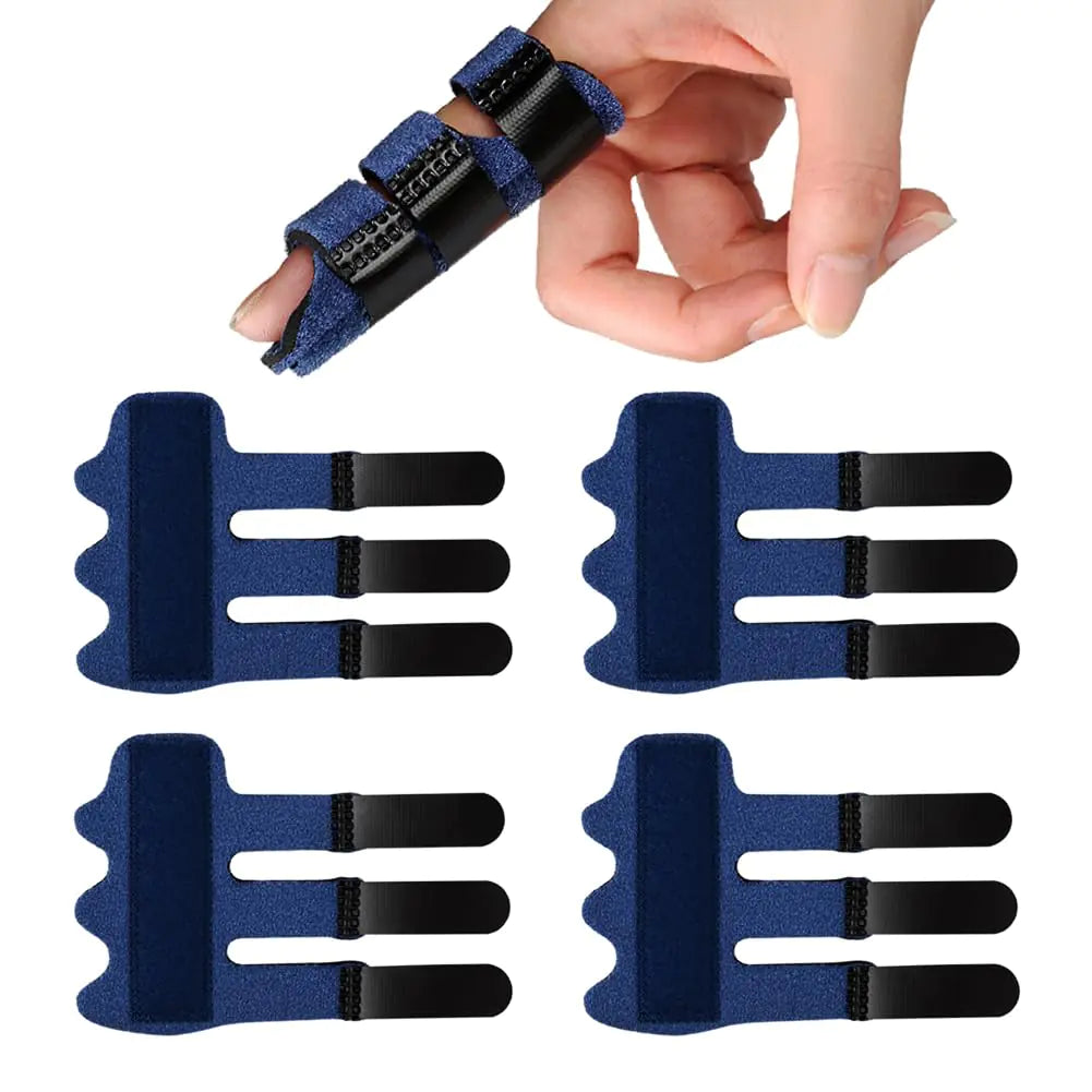 Trigger Finger Splints (4Pcs) Upgraded Finger Splint Finger Brace with 3 Fixing Strap for Mallet Finger Broken Finger Protector Knuckle Immobilization Straightening Support Arthritis Pain Relief