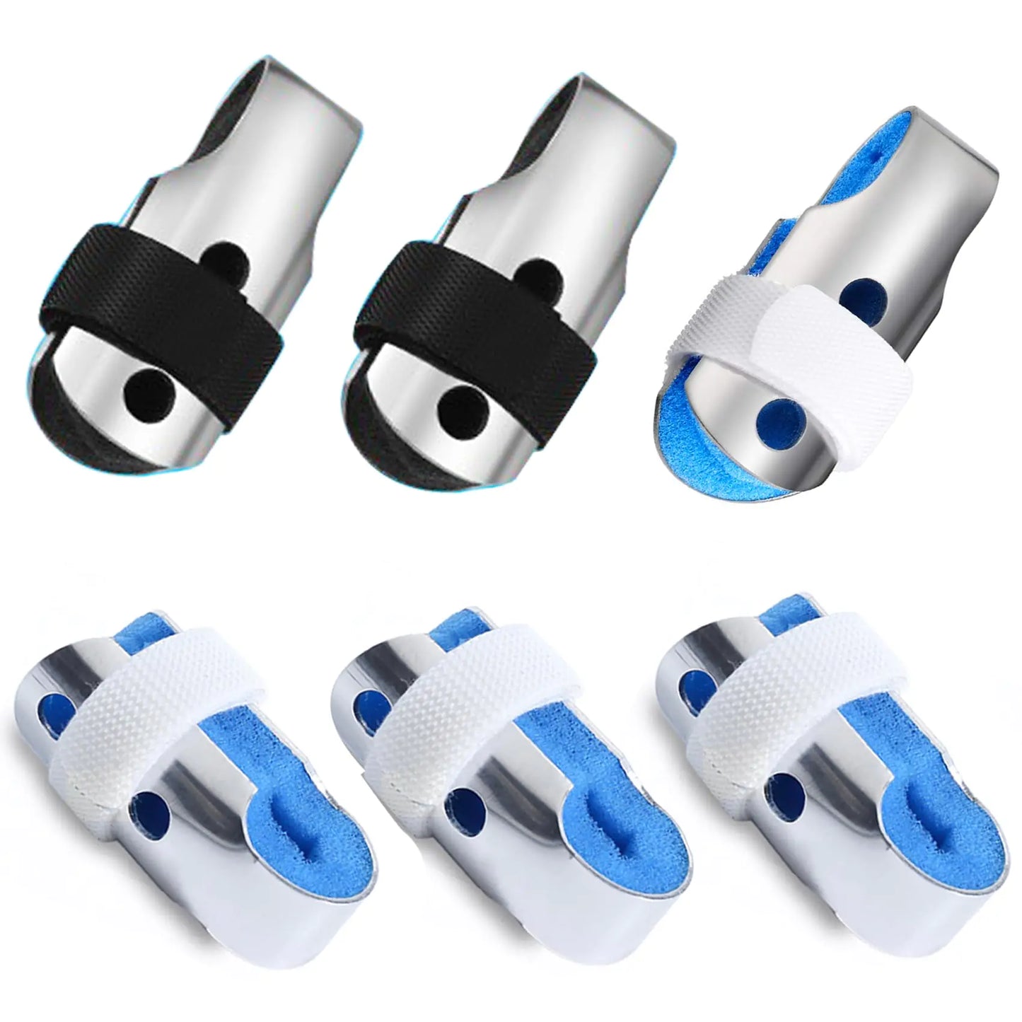 BEHONA Finger Splint Aluminium Alloy Finger Support Brace Finger Stabilizer for Broken Fingers Straightening Arthritis Knuckle Immobilization (6 Blue+Black Small)