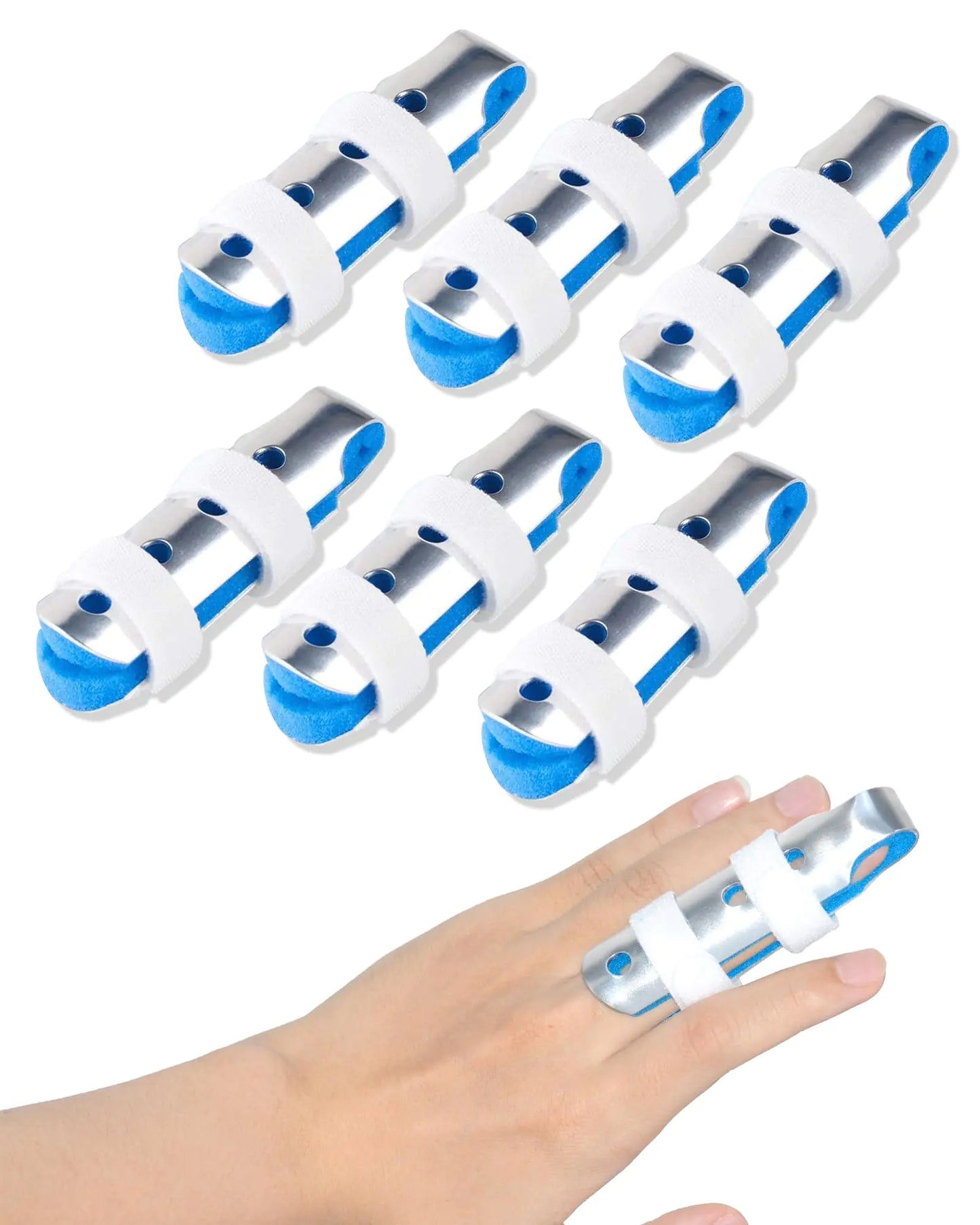 TAROYQASUL Metal Finger Splint 6pcs Large Size Finger Brace Splint Finger Splints for Arthritis to Straighten Pinky Pointer Thumb Ring Finger Support for Adults
