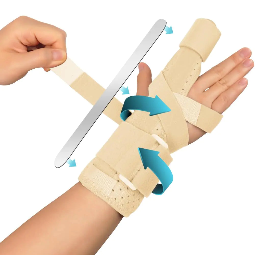 INFILAR Trigger Finger Splint for Men & Women Adjustable One or Two Finger Splint Full Hand and Wrist Brace Support Metal Straightening Finger Immobilizer for Sprains Finger Discomfort Relief