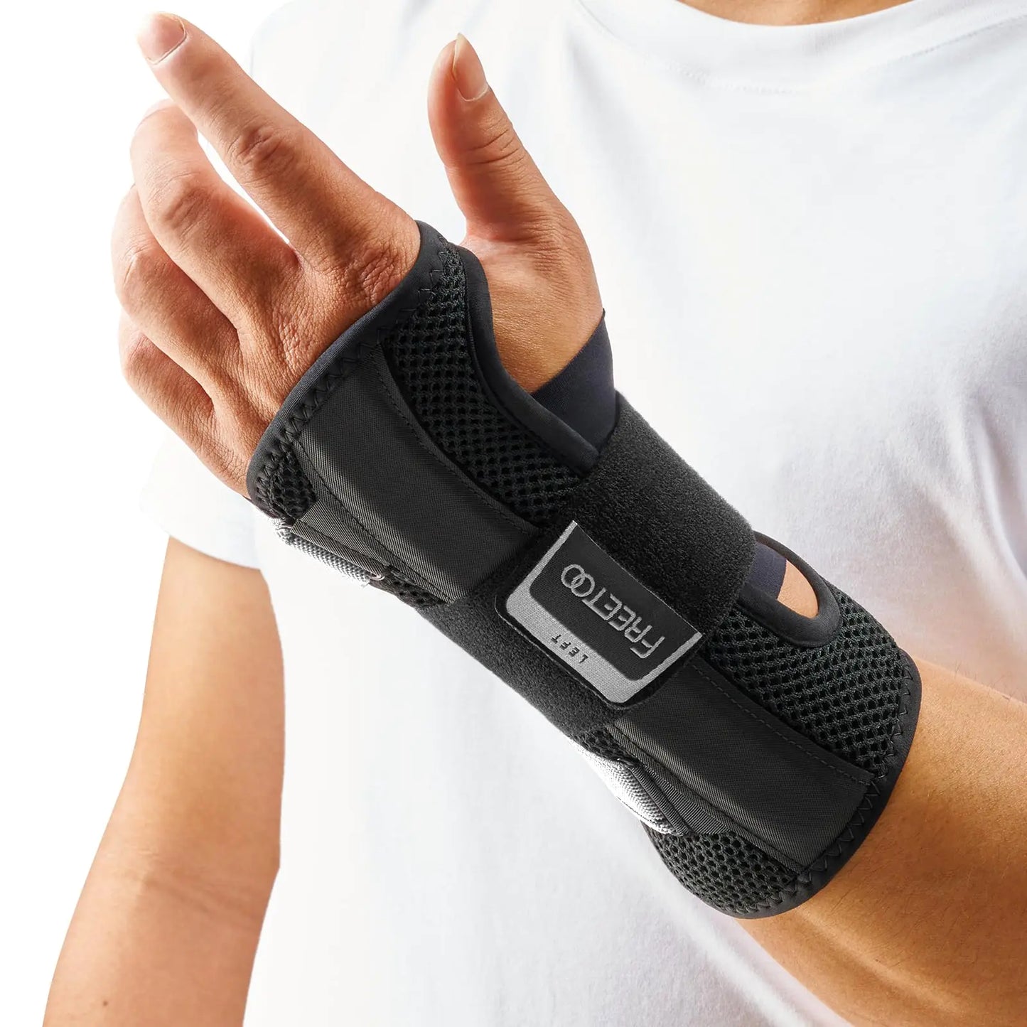 FREETOO Fitted Wrist Brace for Carpal Tunnel Night Relief Lengthened Fixed Hand Support for Women Men with Metal Splint One-Step Wear Wrist Support for Right and Left Hand for Arthritis Tendonitis