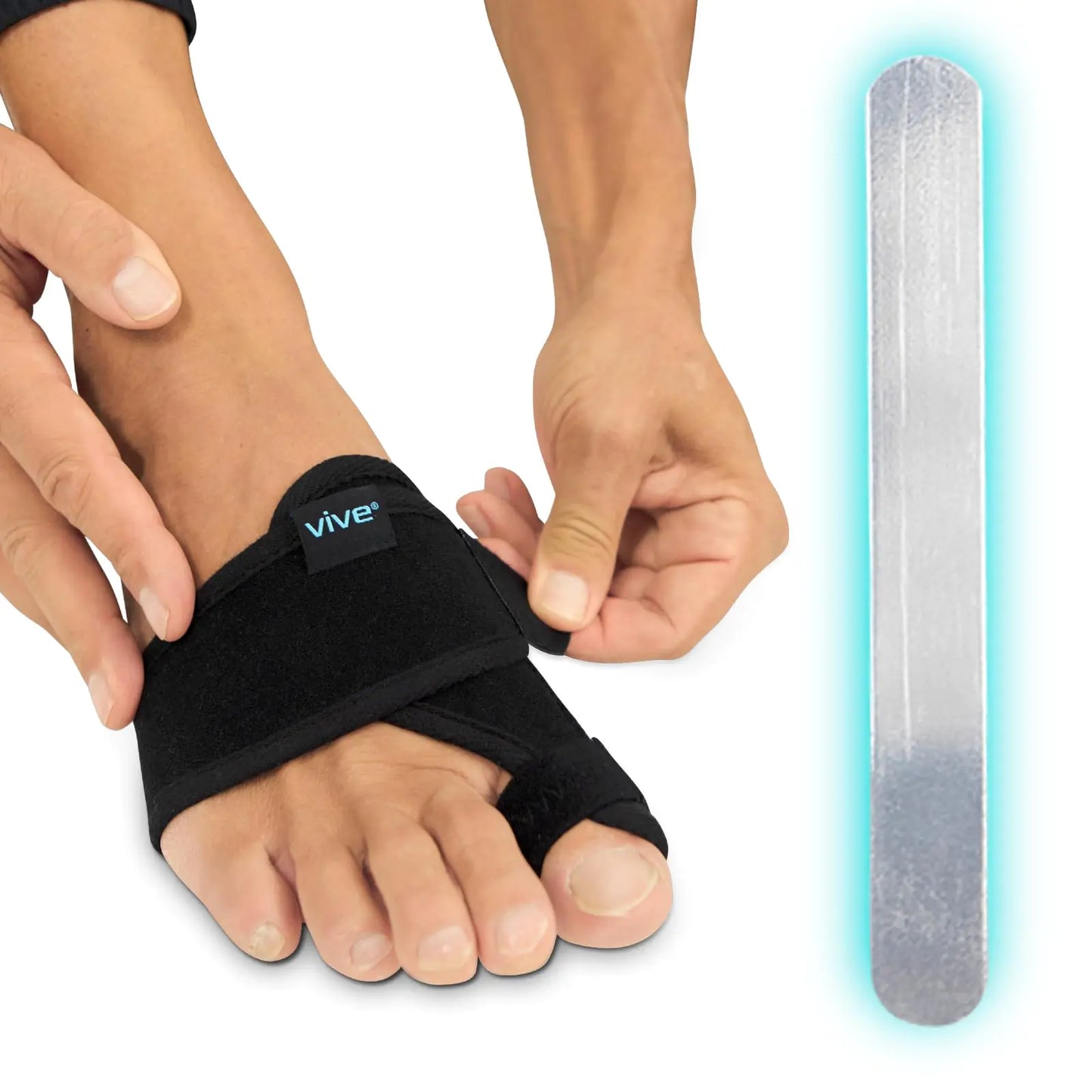 Vive Bunion Brace (Pair) - Big Toe Corrector Straightener with Splint - Hallux Valgus Pad Joint Pain Relief Alignment Treatment - Orthopedic Sleeve Foot Wrap Support for Men and Women (Black)