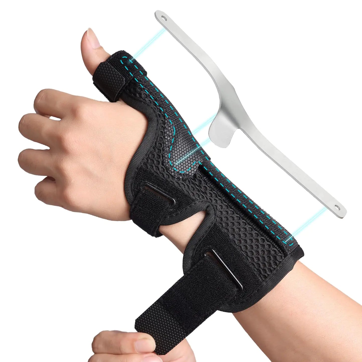 DrFinger Thumb Brace Spica Splint for Right & Left Hand De Quervains Tenosynovitis Splint Breathable Wrist & Thumb Stabilizer for Trigger Thumb Arthritis Tendonitis Men and Women -Black (S/M)