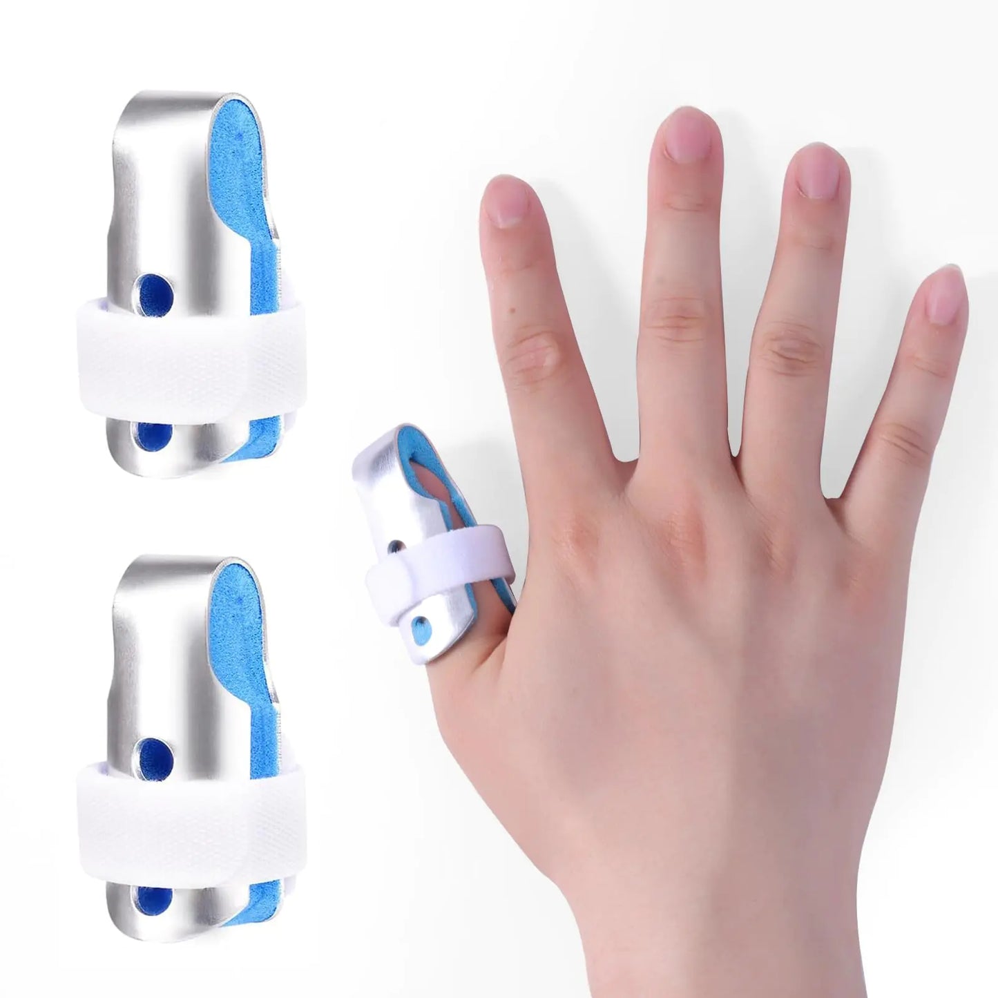 lefeke Finger Splint Finger Support Brace Joint Stabilizer for Thumb Pinky Finger Metal Straightener for Broken Fingers (2PCS)