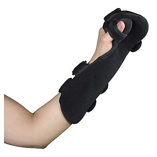 OTC Soft Resting Hand Splint Night Immobilizer for Wrist Fingers and Thumb Stroke Hand Black Small-Medium