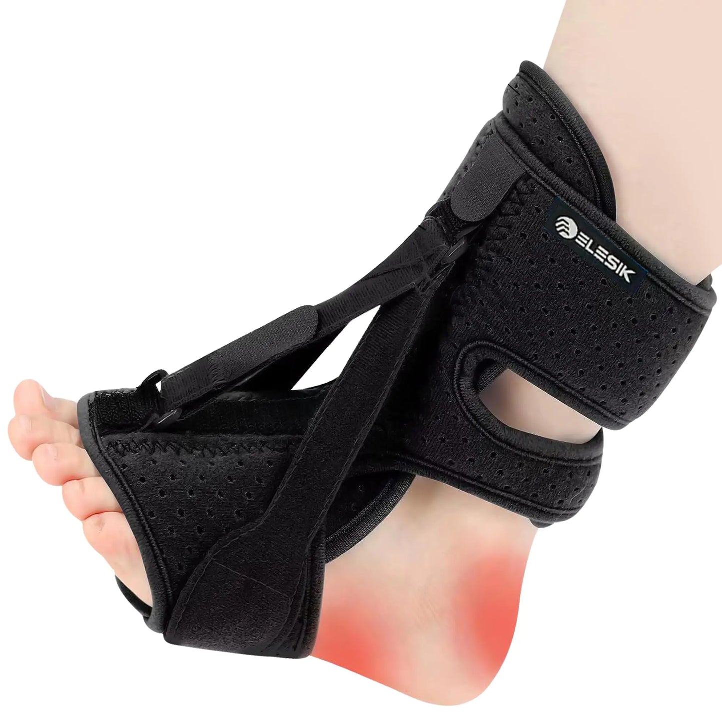 ELESIK Plantar Fasciitis Night Splint Upgraded Plantar Fasciitis Brace for Plantar Fasciitis Relief Foot Drop and Achilles Tendonitis Brace. Night Splint for Plantar Fasciitis Women & Men (Black)