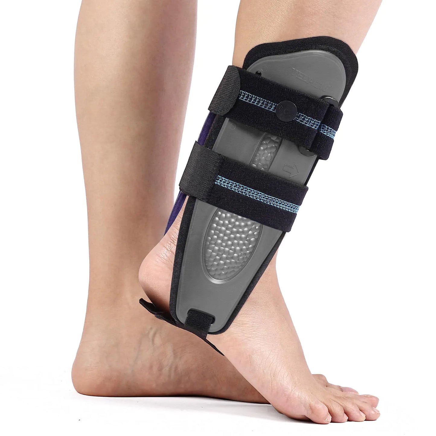 Velpeau Ankle Stabilizer Brace for Sprain Ligament Injury (Grade 1 to 2) Tendonitis Adjustable Stirrup Ankle Support Splint for Women and MenReversible Left & Right FootsOne Size(Foam Pads Grey)