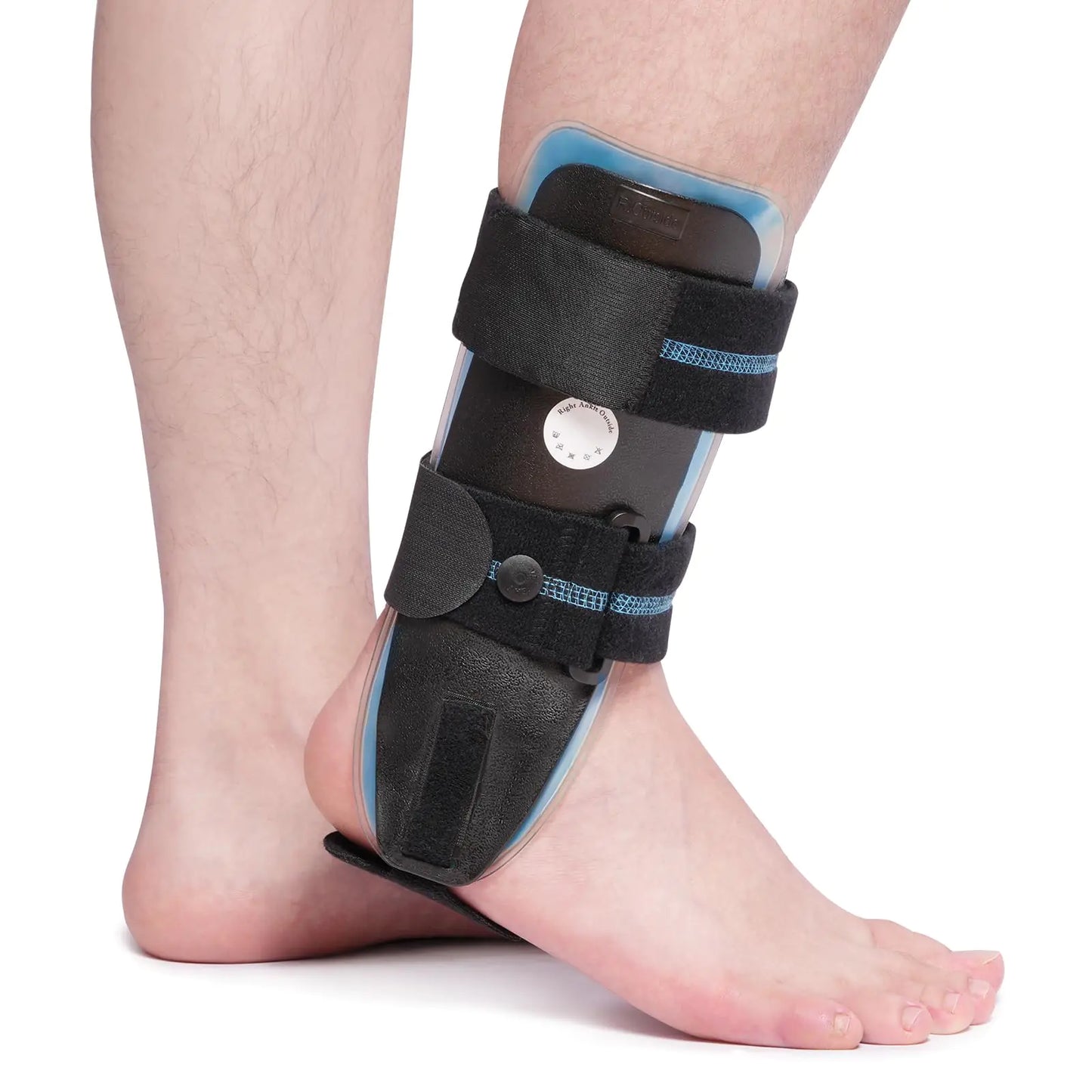 Velpeau Air Gel Foam Ankle Stabilizer Support Brace for Sprained Ankle Ligament Injury Tendonitis Adjustable Rigid Stirrup Ankle Splint for Women and Men (Gel Version Large Right Foot)