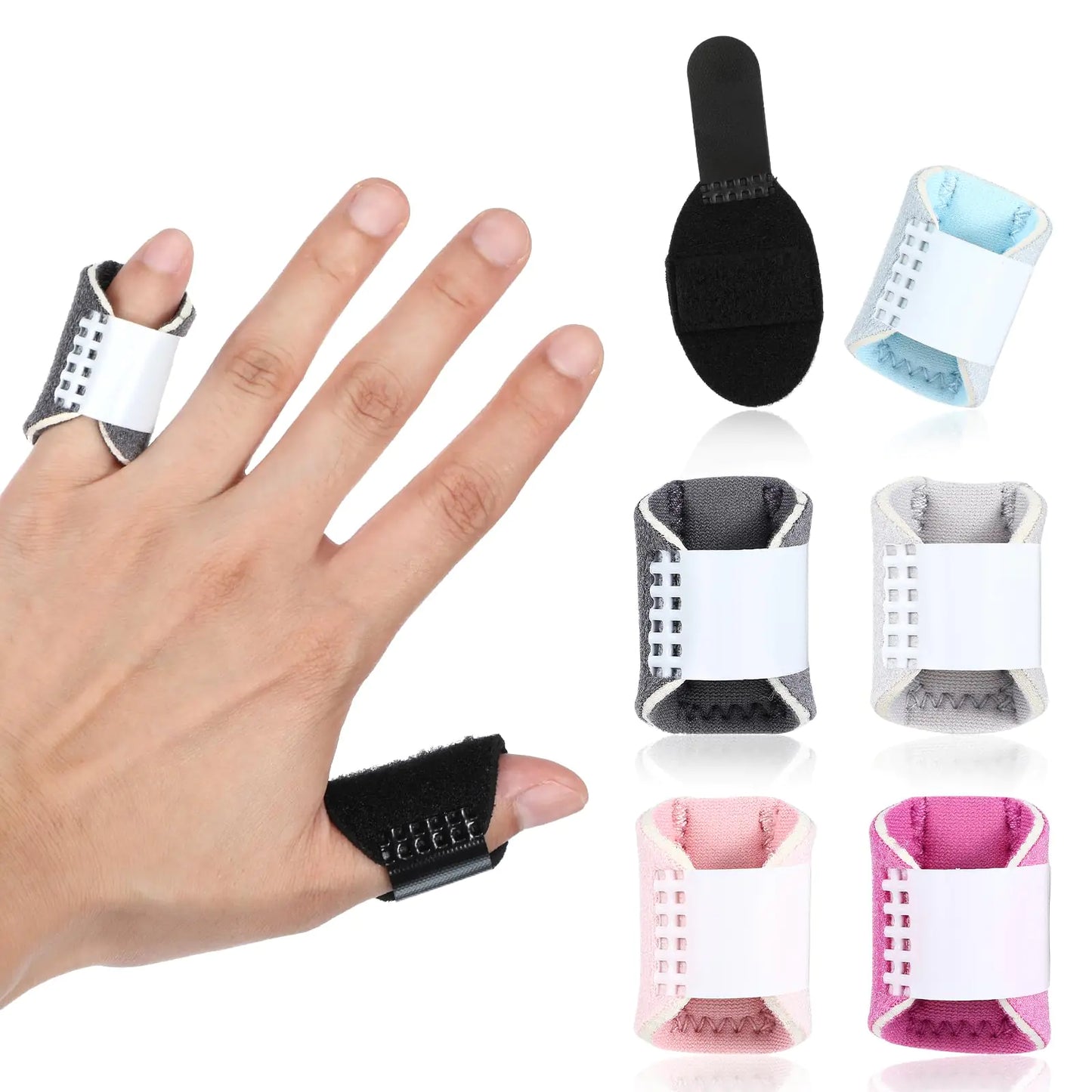 Finger Splints Finger Sleeves 6Pcs Trigger Thumb Splint Adjustable Thumb Stabilizer Multicolor Finger Straightener for Relieve Pain Trigger Finger Brace Fits Index Middle Ring Pinky Fingers