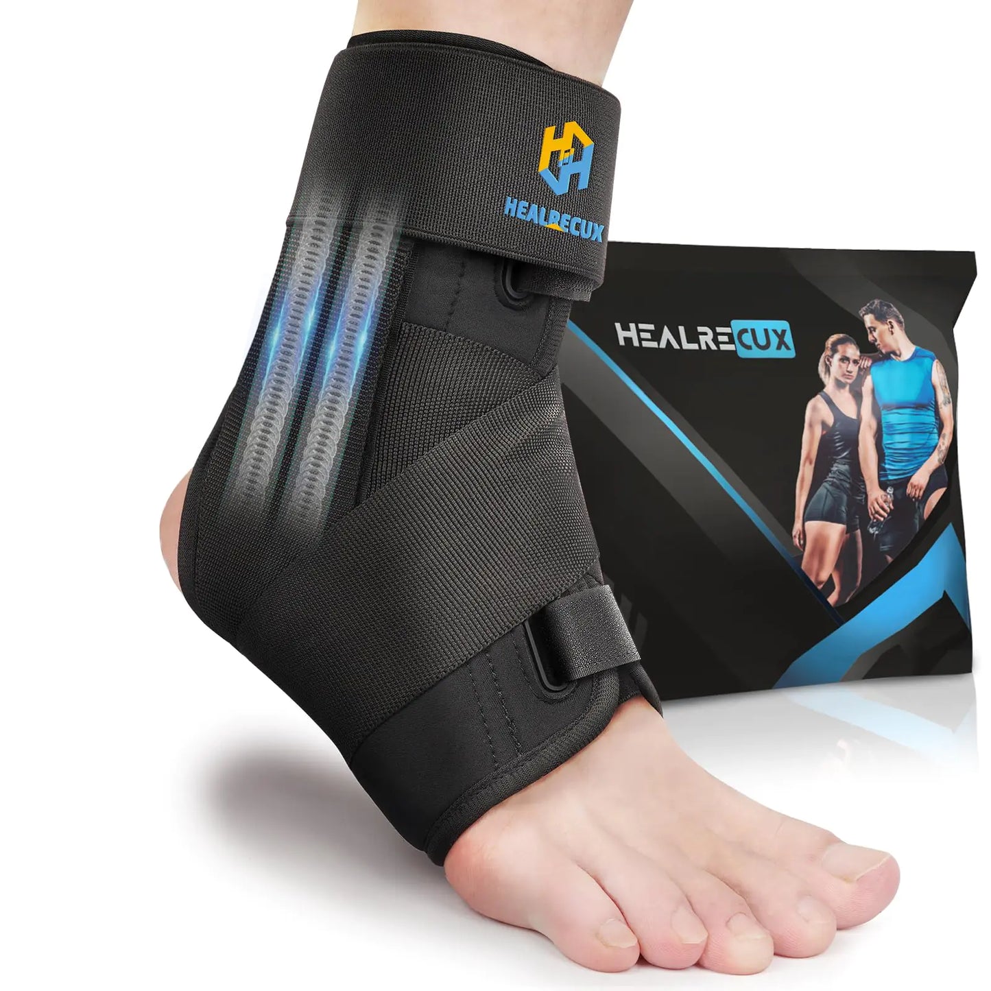 Healrecux Ankle Brace for Sprained Ankle Wrap Ankle Support for Men Women Foot Brace Ankle Stabilizer with Ankle Splint Support for Basketball Volleyball Sports - S