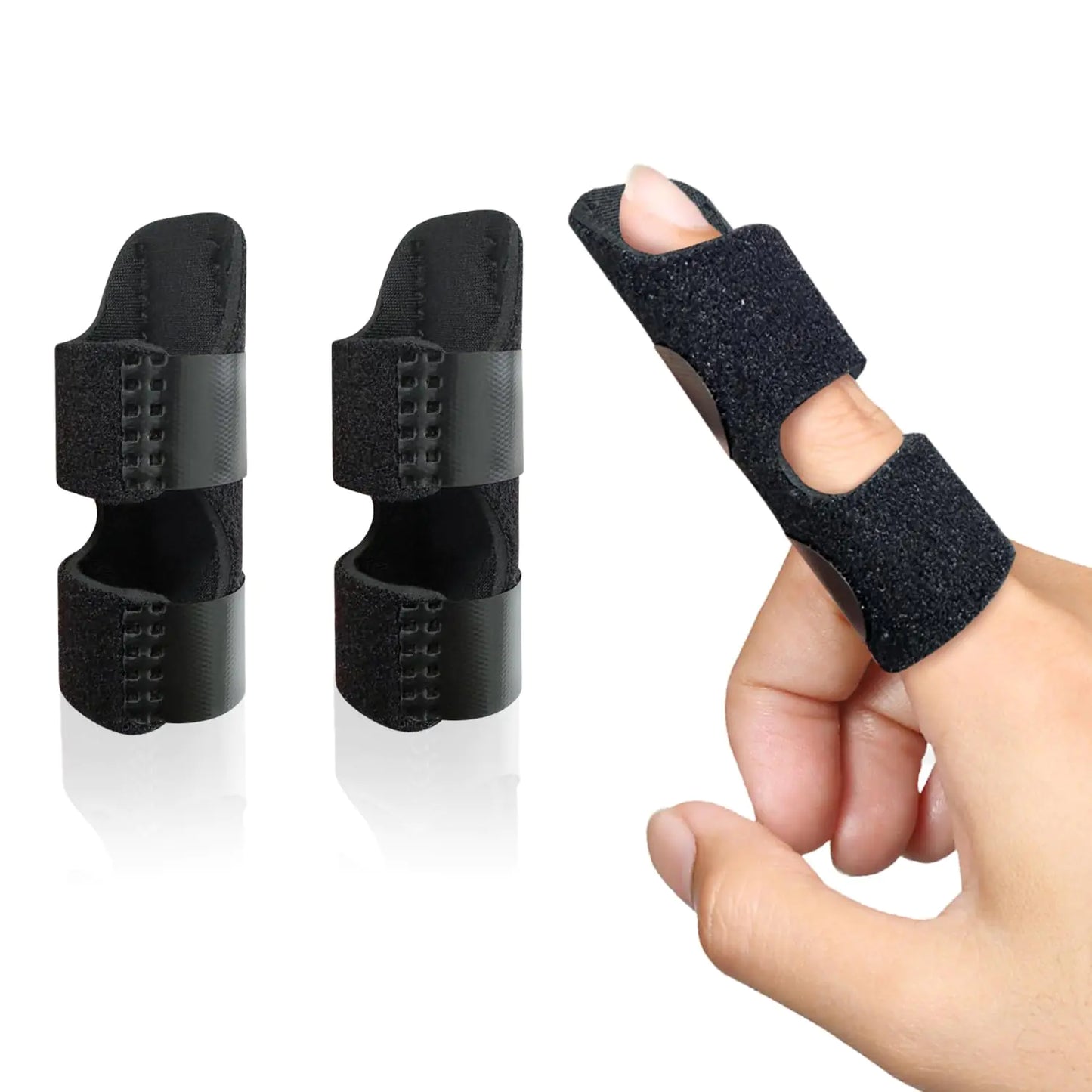 Bozenu Finger Splint Universal Trigger Finger Brace for Broken/Arthritis Pain and Sprain Relief Splints for Middle Index Ring (2 PackBlack)