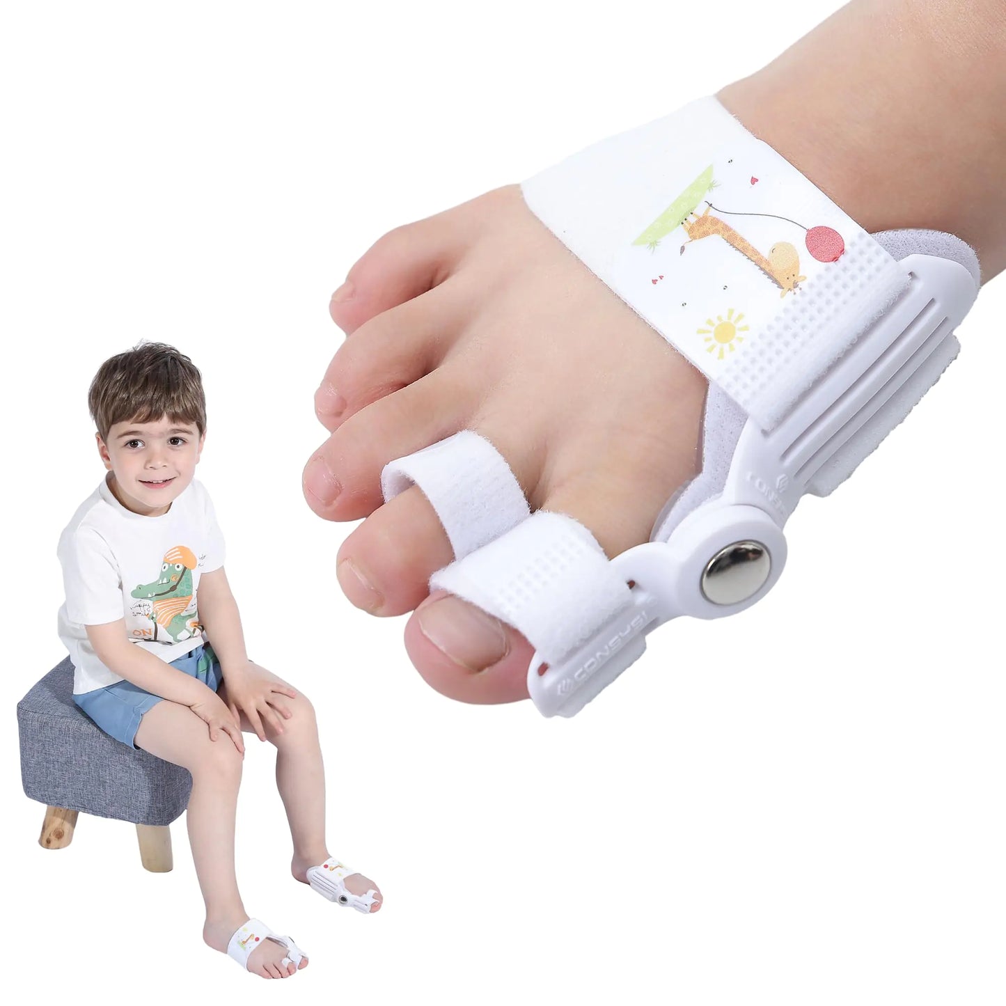 Consysi Bunion Corrector for Kids-Adjustable Bunion Splint with SiliconeOrthopedic Toe Straightener for Hallux ValgusHammer & Index Toes Corrector for Overlapped ToeBunion Relief (1PAIR)