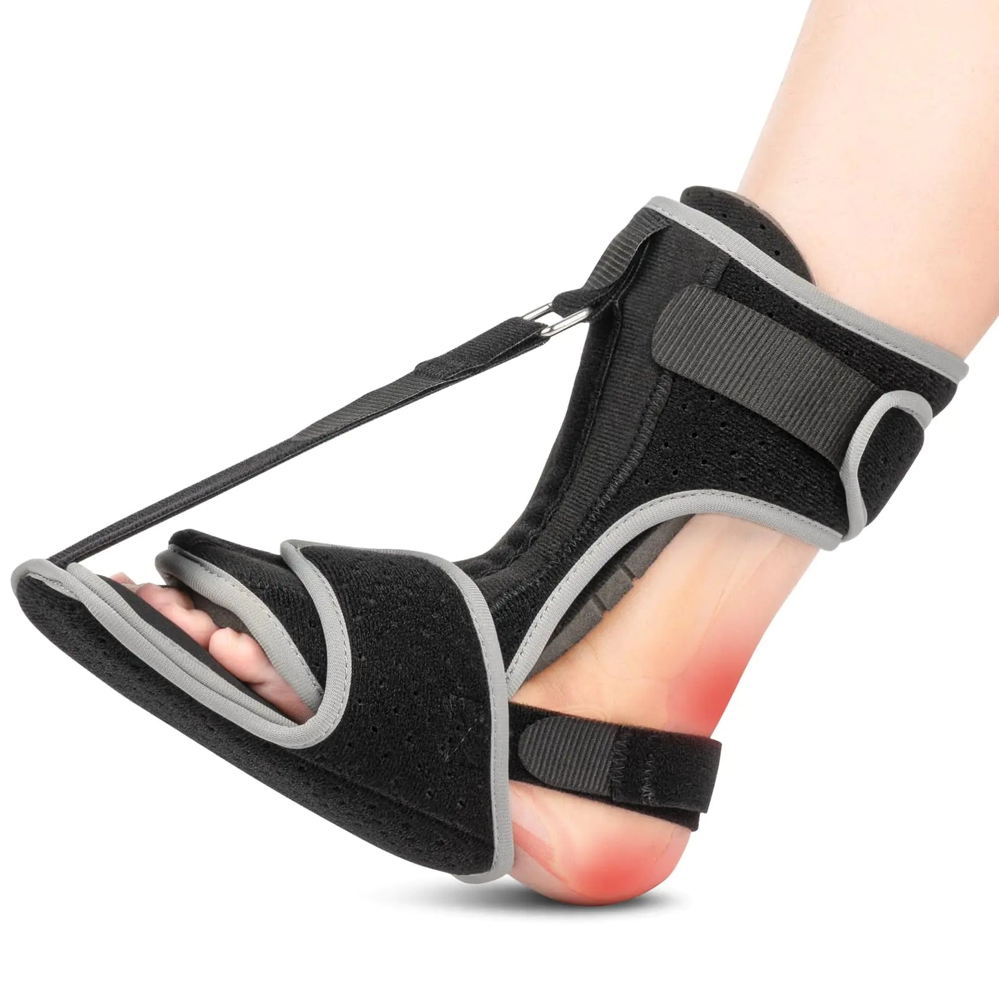 Podowo Plantar Fasciitis Night Splint: Upgraded Plantar Fasciitis Brace for Women Men Plantar Fasciitis Relief Achilles Tendonitis Foot Drop Heel Spur Pain Black