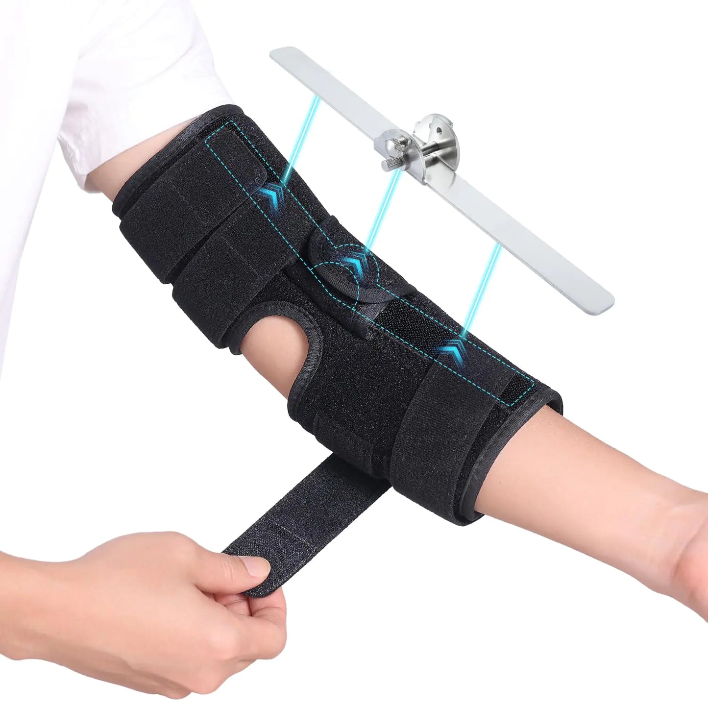 Cubital Tunnel Syndrome Elbow Brace Ulnar Nerve Entrapment Splint Elbow Immobilizer for Night Sleeping and Day Working 4 Angles Adjustable Fit Women & Men Right & Left Arm - S/M
