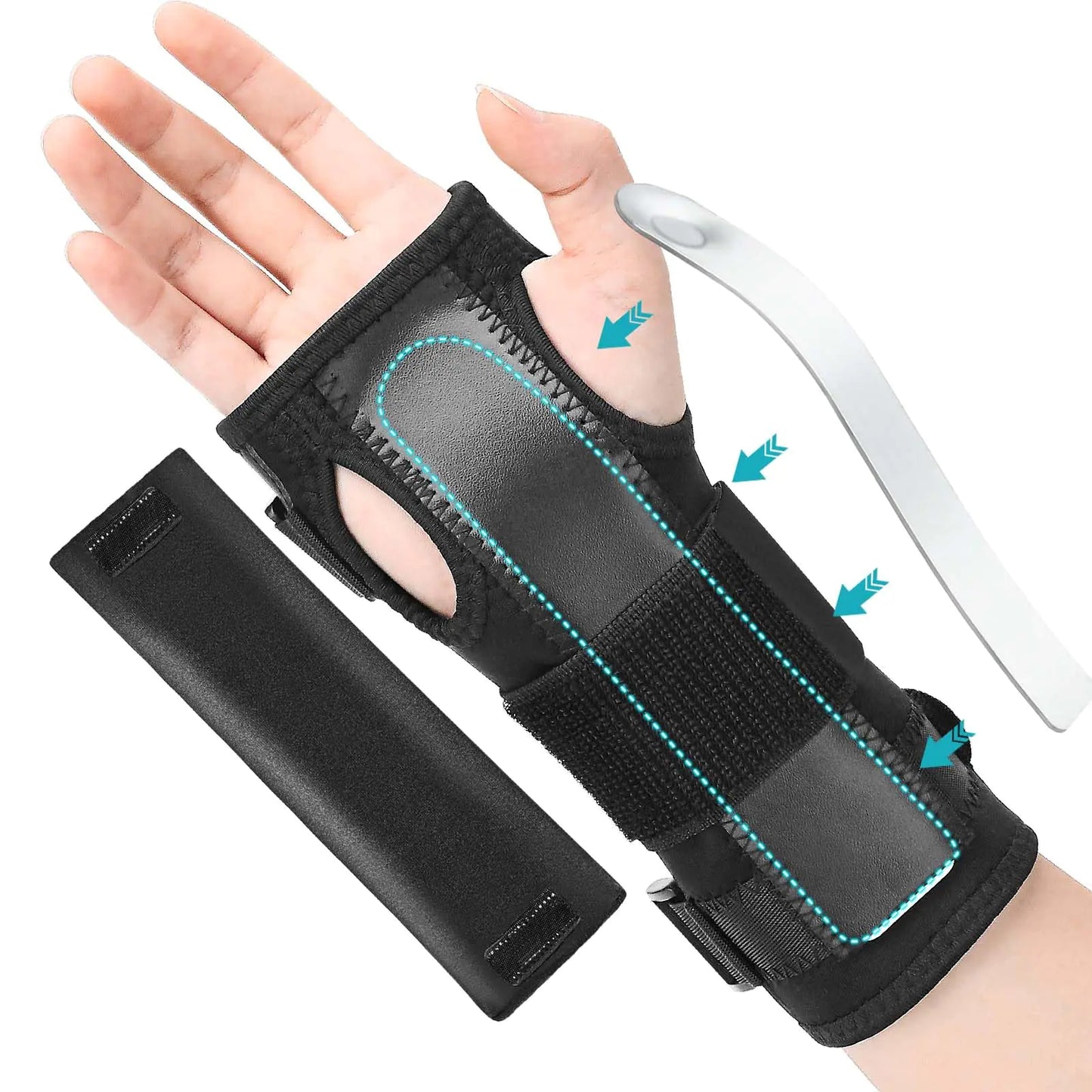 PKSTONE Wrist Splint for Carpal-Tunnel Syndrome Adjustable Compression Wrist Brace for Right and Left Hand Pain Relief for Arthritis Tendonitis Sprains