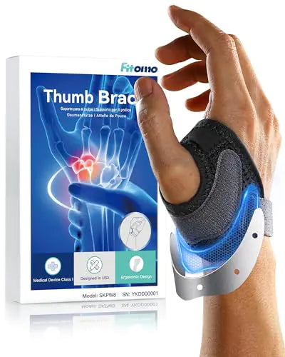 Fitomo CMC Thumb Brace with Shape-memory Restriction Splint for Osteoarthritis CMC Joint Thumb Arthritis Brace Stabilizer for Basal Thumb Arthritis Pain Relief and Support Large Left Hand 1 Pack