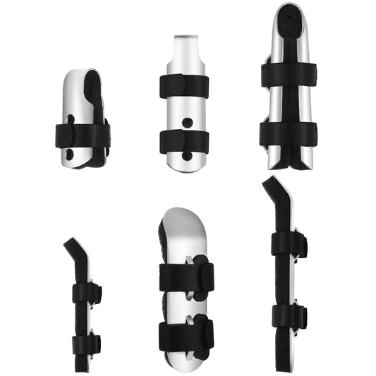 6 Pieces Finger Splint Metal Finger Support Finger Knuckle Immobilization with Soft Foam Inner Band and Protective Vent for Adults and Children 2 Styles (Black)