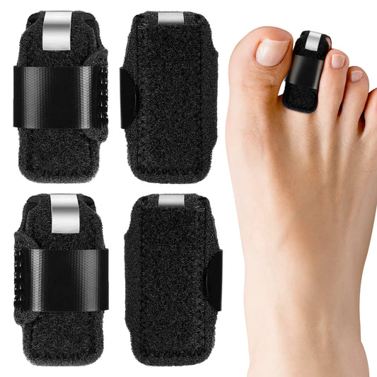 4 Pieces Toe Splint Toe Straightener for Hammer Toe Corrector for Women Toe Brace Hammertoe Splint Toe Wrap Toe Covers for Women Men Broken Toe Support for Bent Toe Claw Toe Crooked Toe (Black)
