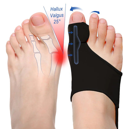 ELFON Bunion Corrector for Women Men Big Toe Straightener 2 Pcs Bunion Splint for Men Bunion Toe Separator Gel Cushion Brace Protector Pain Relief Hallux Valgus Correction for Day and Night Black Large