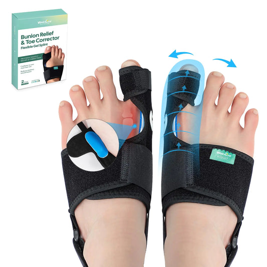Welnove Bunion Corrector - Orthopedic Bunion Splint - Big Toe Separator Pain Relief for Women & Men - Bunion Correction Toe Straightener with Non-slip Strap Day Night Support (2 Count)