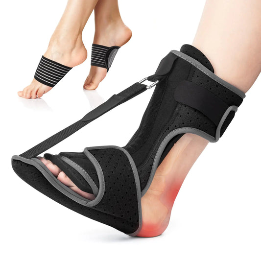Acankn Plantar Fasciitis Night Splint: Adjustable Brace with Arch Support | Dorsal Night Splint for Women Men | Dual Effective Plantar Fasciitis Relief Achilles Tendonitis Foot Drop Heel Pain Black