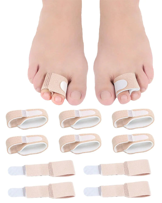 10Pc Fabric Toe Wraps for Women Broken Toes Hammer Toe Corroector Straightener Toe Splint Buddy Tape Toe Bandages Protectors for Broken Toe Crooked Toes Curled Toes