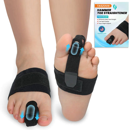 Hammer Toe Straightener Corrector for Women & Men Toe Splint Relief for Hammer Toe Curled Toe Broken Toe Support Crooked Toe (1 Compression Foot Wrap & 1 Toe Strap with Toe Splint)