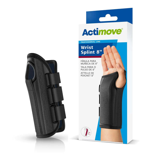 Actimove Professional Edition Wrist Splint 8″ | Wrist Brace for Arthrosis Rheumatoid Arthritis Sprains Tendon Soft Tissue & Ligament Injuries Postoperative Care | Black Left X-Small